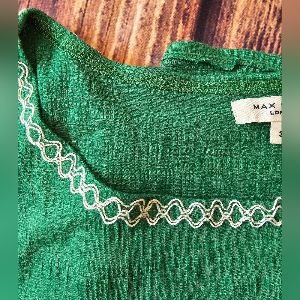 Max Studio London Plus Size 3X Green Longline Tunic Flutter Sleeve Casual Boho - Picture 6 of 8